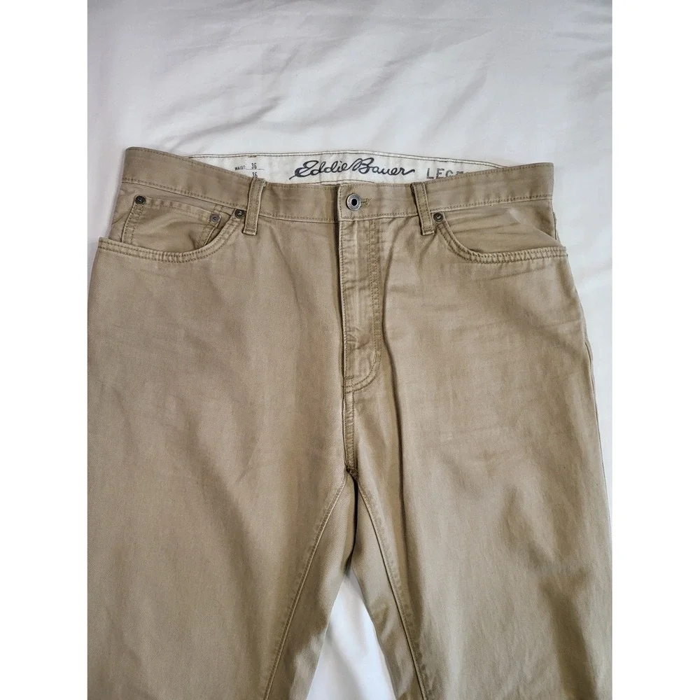 Eddie Bauer Mens 36x36 Straight Fit 5 Pocket Khaki Tan Cotton T36x36